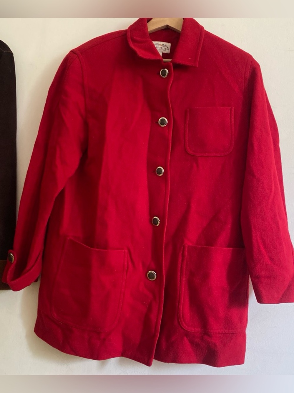 Susan Bristol Red Button-Front Pea Coat